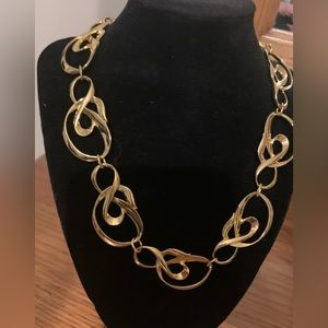 Polished Spiral Necklace, Goldtone, Like New Condition In Box